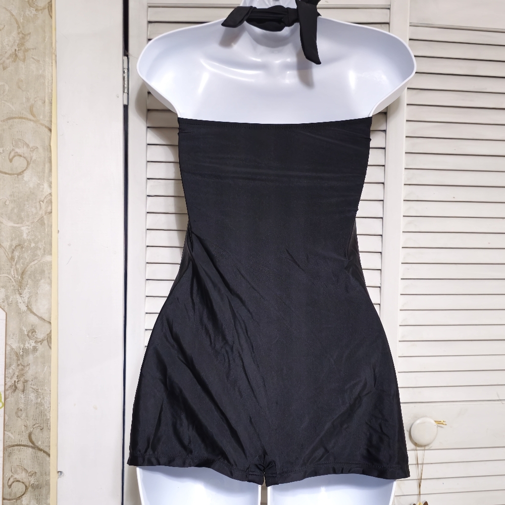 Womens Small Black‎ Halter Swimsuit Shorts One Piece - Picture 7 of 7
